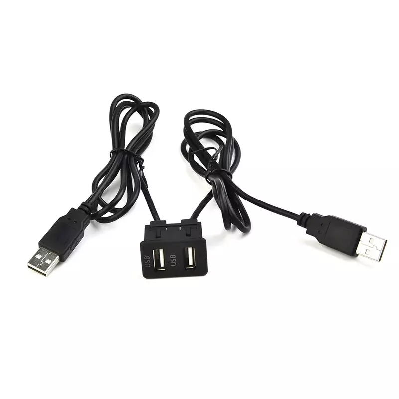 자동차 대시 플러시 마운트 USB 포트 패널, 듀얼 USB 익스텐션 어댑터 케이블 내장 설치, AUX 소모품 부품 교체, 1M