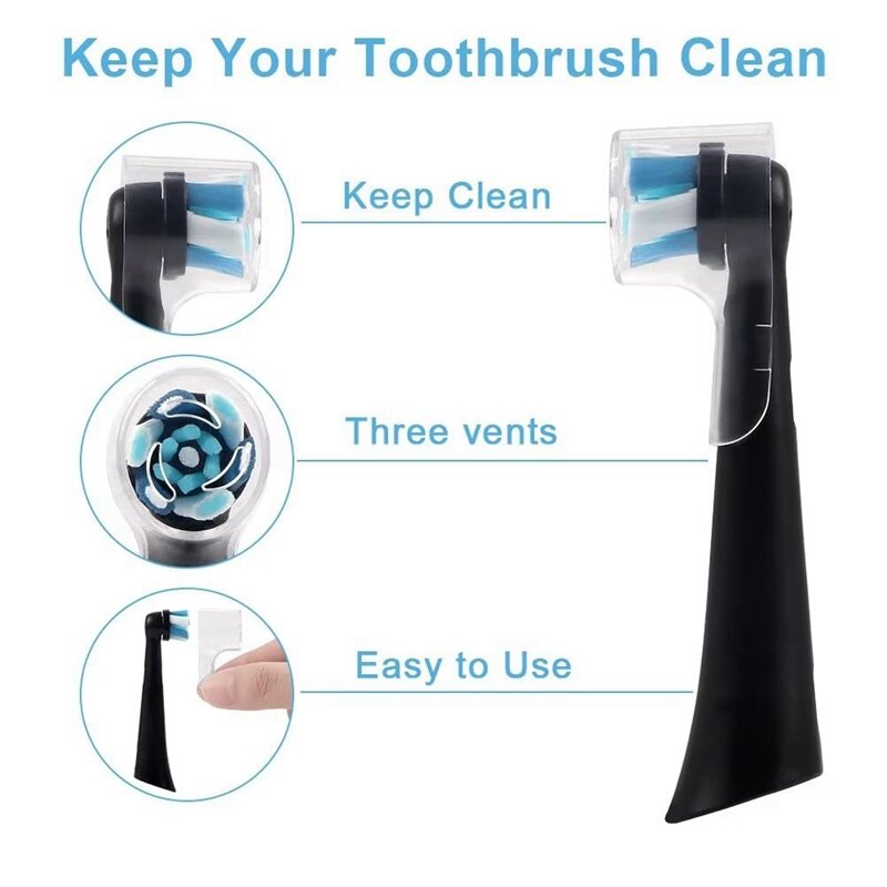 Paquete de 6 cabezales de cepillo de dientes, cubierta a prueba de polvo, Compatible con Oral B, Compatible con la serie Oral-B IO, viaje conveniente