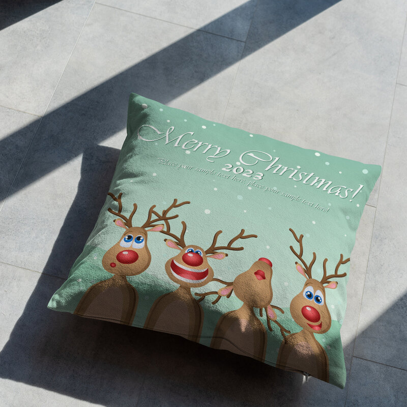 45 * 45Cm 2023  Christmas Pillow Linen Pillowcase Christmas Decorations And Gifts Christmas Necessities