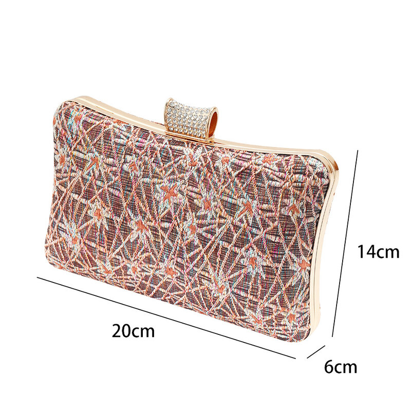 Vintage Colorful Embroidered Handmade Evening Bag Trendy Small Clutches For Women Metal Chain Shoulder Bag Prom Party Handbag