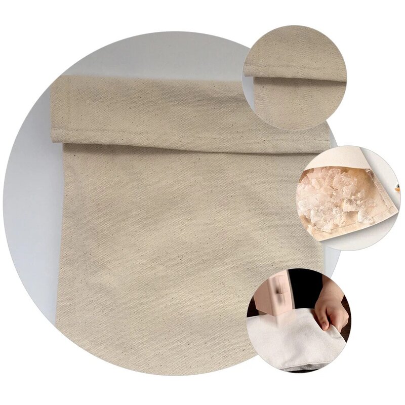 Secchiello per il ghiaccio sacchetti di ghiaccio tritato in tela riutilizzabili mazzuolo e borsa in legno per utensili da barista per ghiaccio tritato cucina