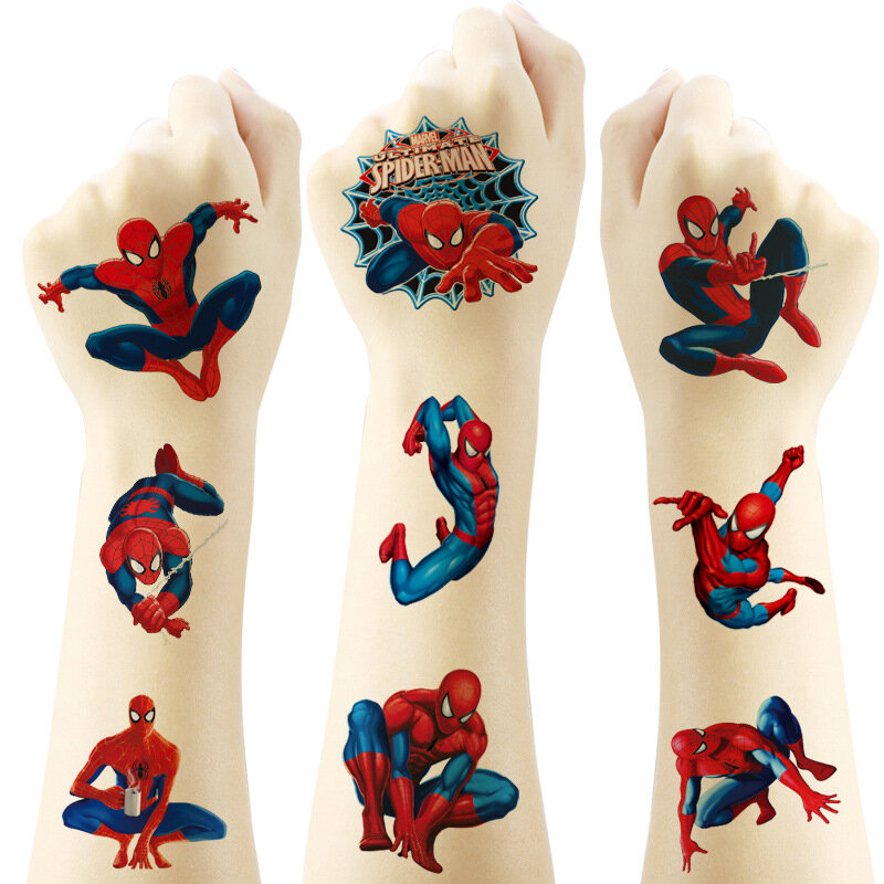 20 sztuk/zestaw Marvel Spider Man naklejki z tatuażami księżniczka kreskówka tatuaż dla dzieci prezent urodzinowy sztuczne dzieci tatuaże do ciała tatuaże zabawki