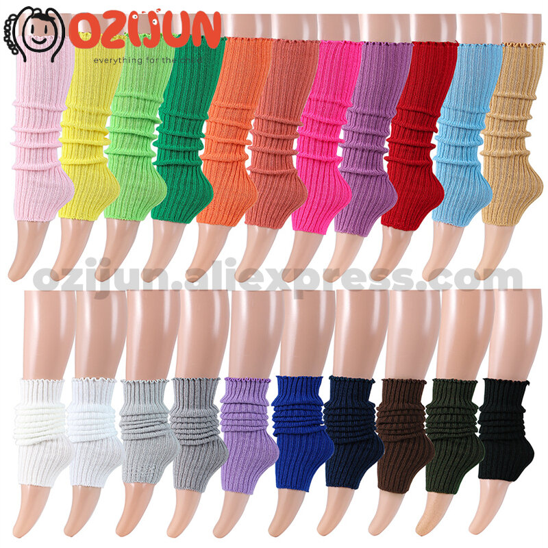 Jambières tricotées colorées en acrylique côtelé pour enfants et femmes, sports d'aérobic, ballerines, essentiels classiques, jambes chaudes pour filles, 40cm
