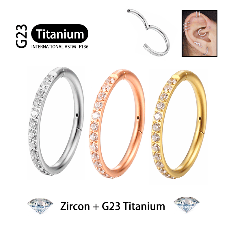 Anting-anting Titanium G23 bulat Tragus Helix Daith Lip Hinged Clicker segmen telinga hidung cincin tindik badan perhiasan