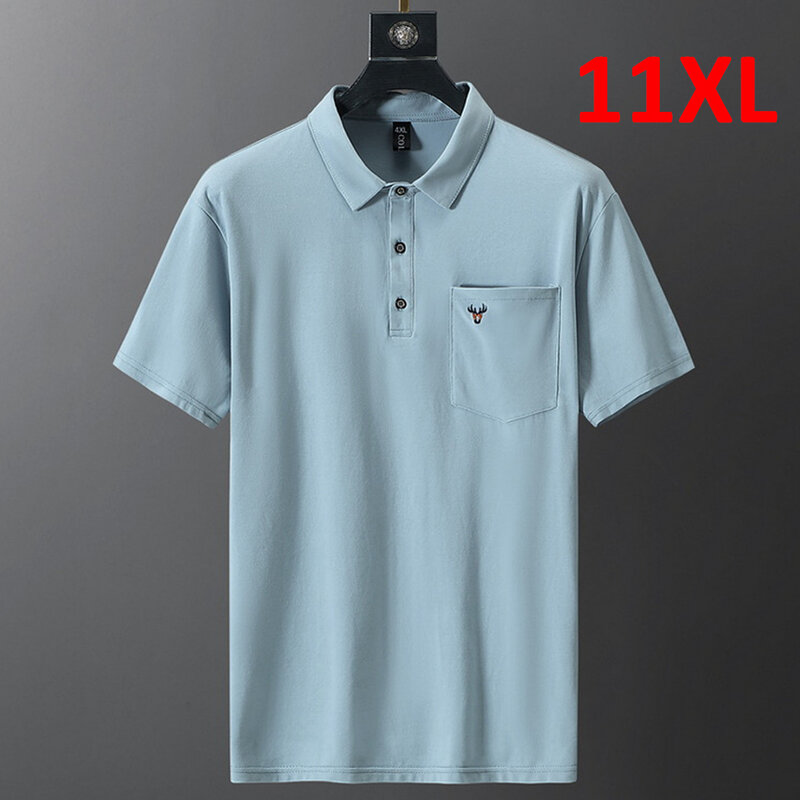 Plus Size Men Polo Shirt 10XL 11XL Summer Polo Shirts Casual Fashion Tops Mens Shirt Big Size 10XL 11XL