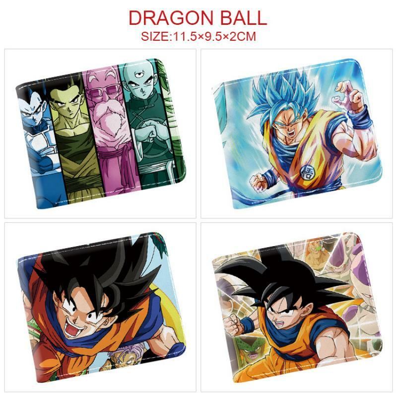 Anime Dragon Ball Super Z Son Goku dompet pendek kartun kulit Pu dompet lipat dua penutup pelindung kapasitas tas kartu penyimpanan