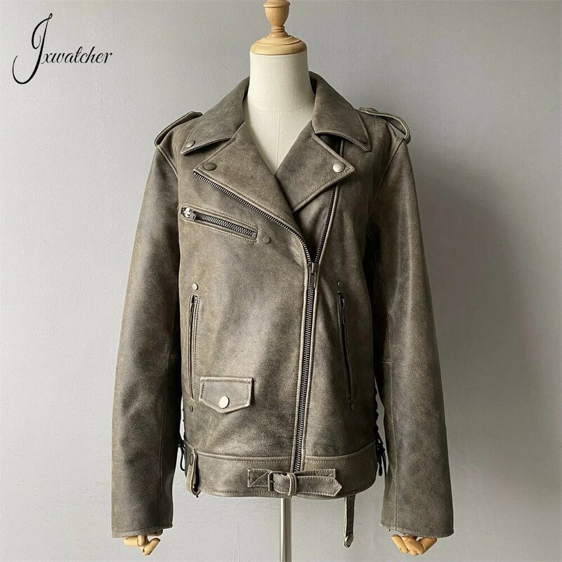 Jxwater-女性のための本革のジャケット,ルーズジャケット,ファッショナブル,新しいコレクション,春,2022
