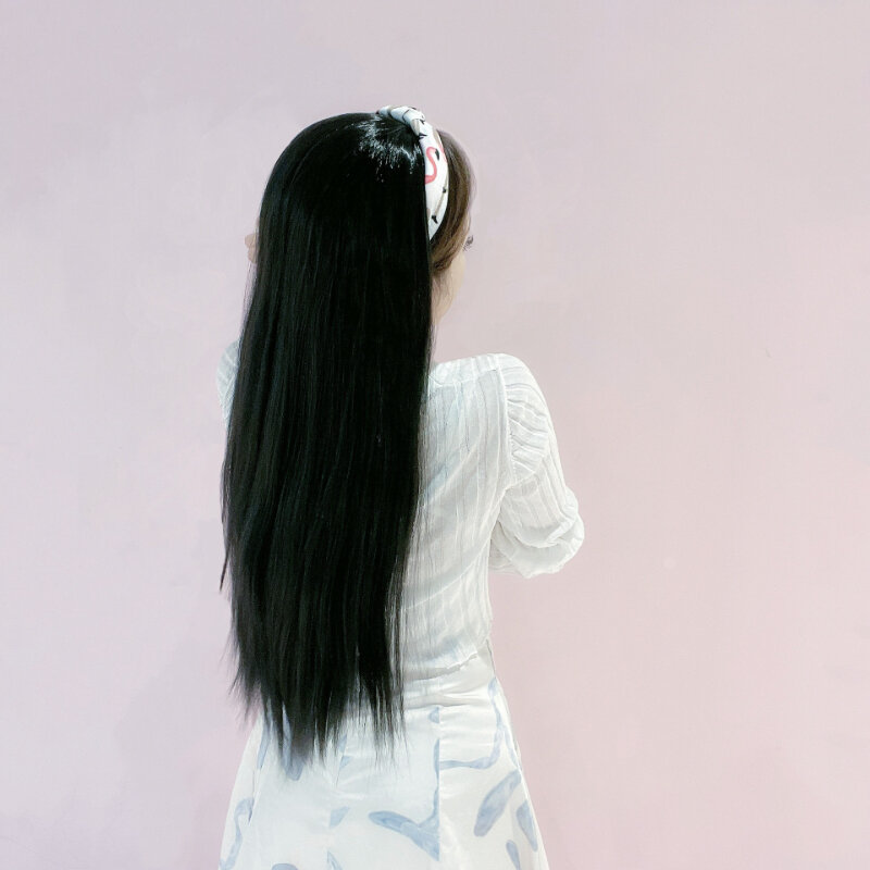 Женский длинный прямой парик с наполовину головной убор натуральный цвет стиль высокая плотность волос парики для повседневной носки и Косплея