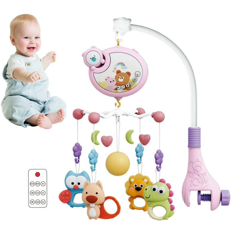 Sonajero móvil para cuna de bebé, Juguete Musical automático, modelo giratorio móvil para guardería con luces musicales y Control remoto