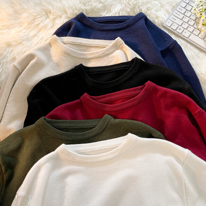 メンズ長袖セーター,ラウンドネック,クラシックセーター,毎日暖かい,ベーシックニット,秋冬,a108