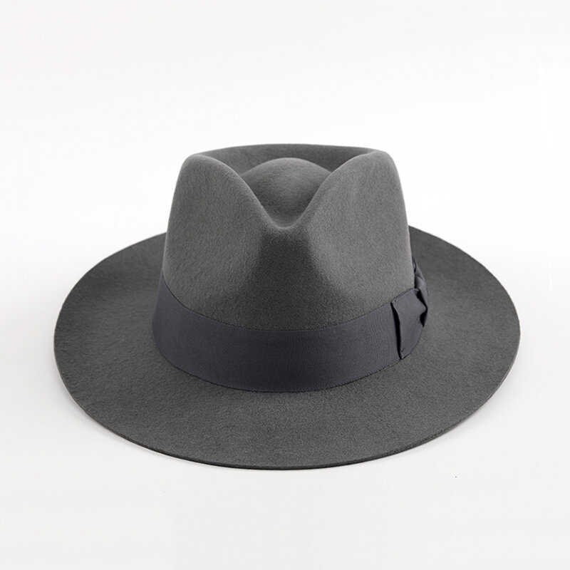 New British Fedora Gangster Hat Men 100% Wool Felt Hat 60 cm XXL Large Size Satin Lined High Quality Ships in Box