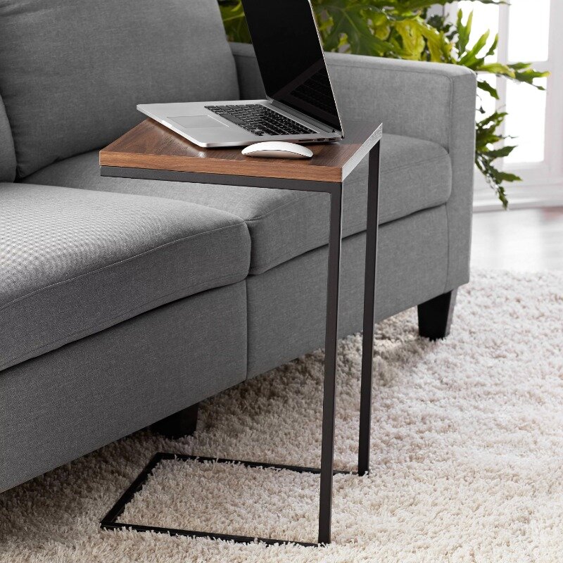 Mesa auxiliar de Metal en forma de C para sofá, mesa de sofá con marco de Metal, bandeja de TV pequeña, mesa para sala de estar