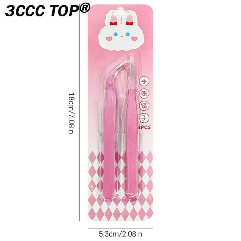 1Set Candy Color Straight Curved Tweezers Tool For Journal DIY Scrapbooking Paper Tape Stickers Multi-Function Tool Tweezer