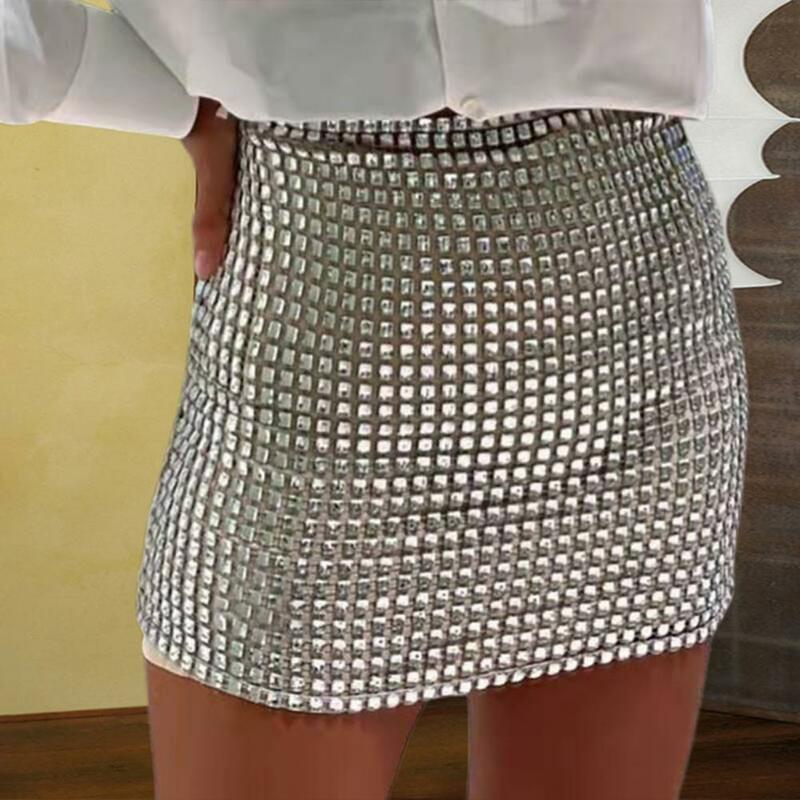Minifalda ceñida con lentejuelas brillantes para mujer, minifalda de tubo elegante, ropa femenina
