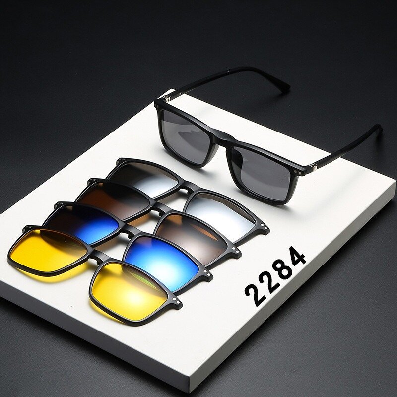 Montatura per occhiali uomo donna con Clip da 5 pezzi su occhiali da sole polarizzati occhiali magnetici occhiali da vista maschili UV400 2284