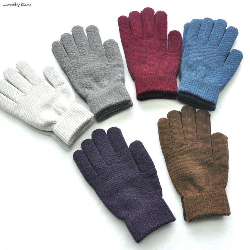 Frauen Männer Herbst verdickt einfarbig Voll finger Fäustlinge Hand wärmer Handschuhe Paar Fahrrad handschuhe Winter gestrickte Plüsch handschuhe
