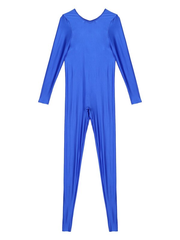 Kaus Kaki Halus Lengan Panjang Pria Pakaian Tidur Pria Kasual Mengkilap Warna Polos Leher Bulat Bodysuit dengan Kaus Kaki Pakaian Tidur