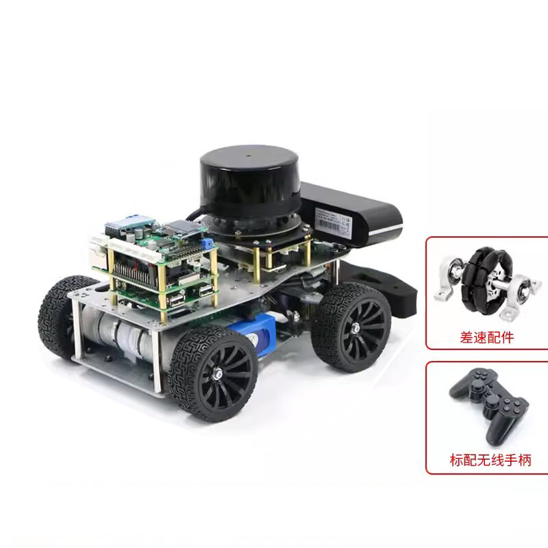 Raspberry Pi ROS Ackerman Robot de dirección para coche, carga de 3kg con cámara de Radar STM32, navegación autónoma, conducción automática