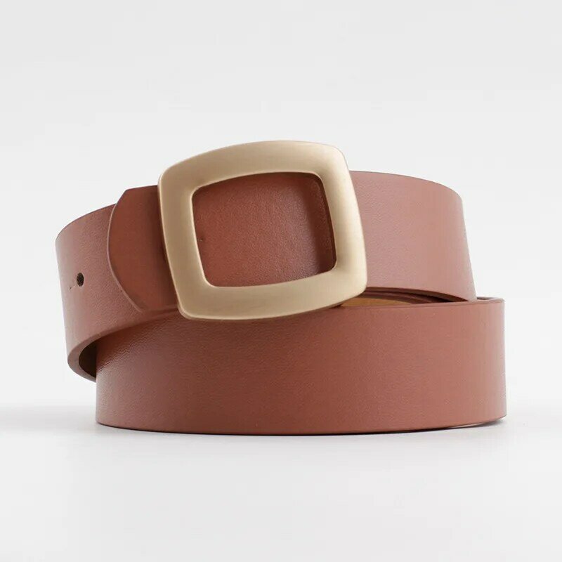 Cinturón de cuero con hebilla para mujer y hombre, cinturón negro fino, a la moda, H05, novedad