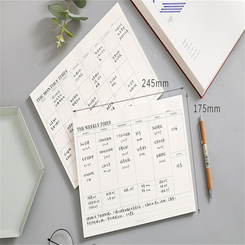 Cuaderno planificador diario, semanal y mensual, Bloc de notas con lista que se puede rasgar, Agenda eficiente, organizador de horarios, suministros de oficina