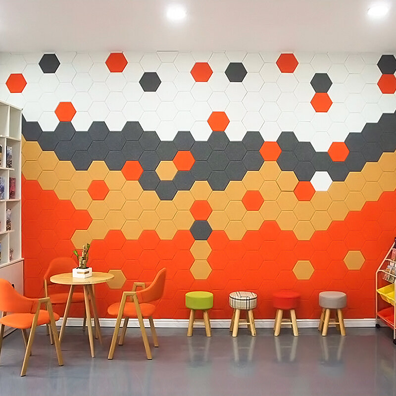 Panneau Mural Acoustique Hexagonal de 15cm, Décoration de Maison pour Salon, Autocollant d'Isolation de Studio, 3 Pièces