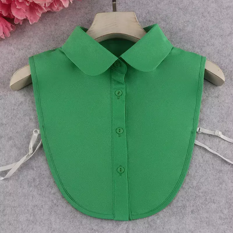 Женская и мужская рубашка с ложным воротником, Повседневная рубашка, съемный воротник с лацканами, зеленая рубашка с ложным воротником, Женская Съемная рубашка