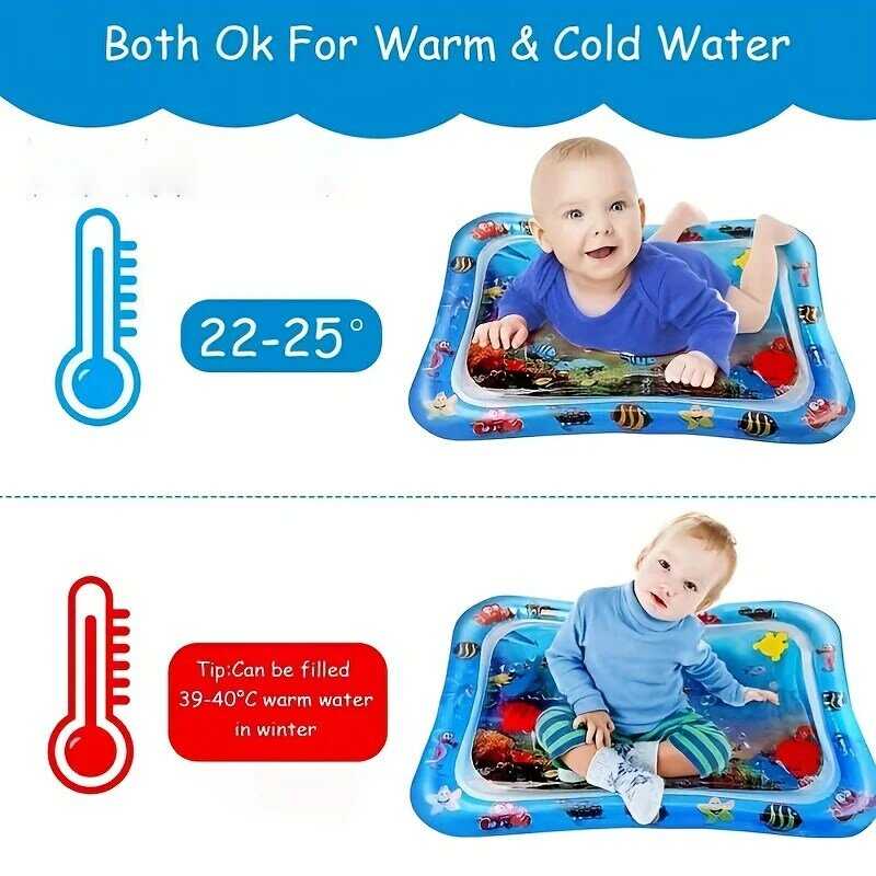 Infinno Inflável Tummy Time Mat, Premium Baby Toys, Water Play Mat para Bebês e Crianças