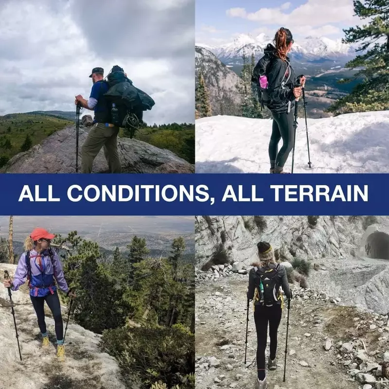 Bâtons de trekking, de marche et de randonnée ultra légers, 100% fibre de carbone, verrouillage rapide, ultra durables, 2 bâtons