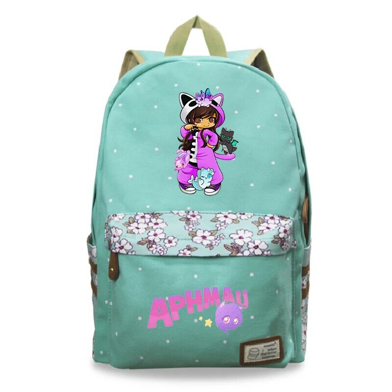 Aphmau-mochilas escolares florales de alta calidad, mochila escolar de lona para estudiantes, Mochila deportiva para niñas, bonita bolsa de viaje