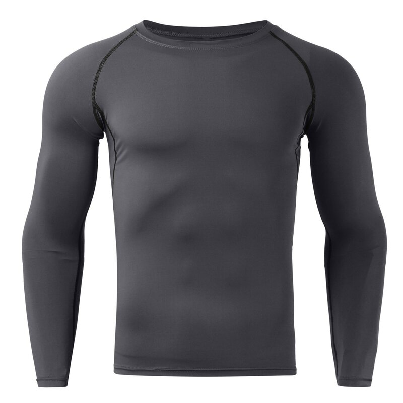 Mens Fitness Long Sleeve Running Sports T Shirt Men Thermal Muscle Athletic Gym Compression Clothes