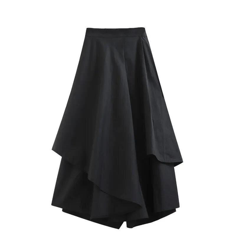 Женские готические асимметричные юбки Y2k, юбка-карго средней длины с высокой талией, винтажная Повседневная трапециевидная юбка в японском стиле Харадзюку в стиле панк и черного цвета