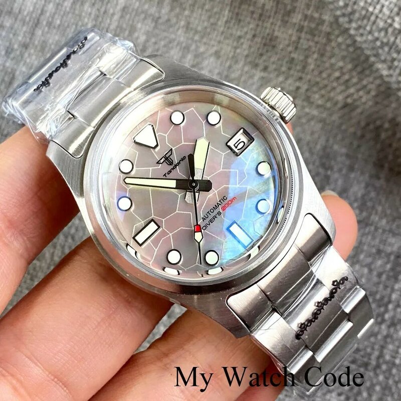 Tandorio Diver часы 200 м водонепроницаемые полевые часы NH35 36 мм женские мужские механические наручные часы Швабра циферблат стальной браслет светящийся