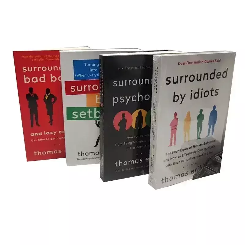 4 Bücher von thomas erikson umgeben von Idioten, von Psychopathen, von Rückschlägen, von schlechten Chefs Bestseller-Buch in Englisch