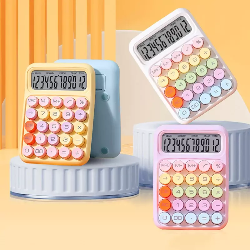 Милый калькулятор, цветной механический мини-калькулятор, портативный калькулятор 6 цветов для офиса, школы, настольные канцелярские принадлежности