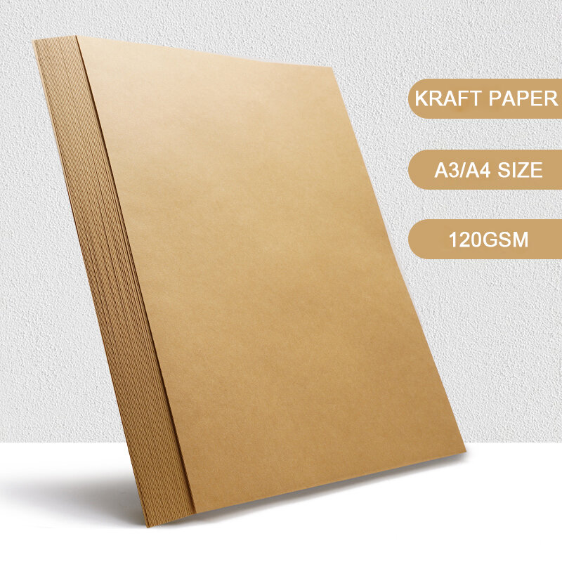Papier Kraft brun pour bricolage, 100 pièces, carton A4, 120g/m2, pour artisanat