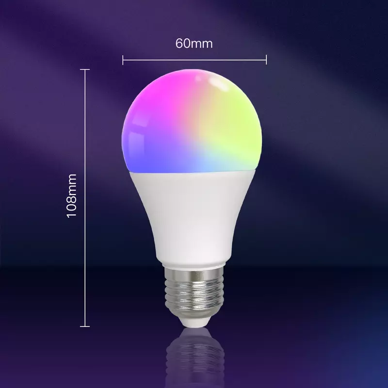 MOES-Lâmpada LED Smart Bluetooth, Lâmpada de Luz Regulável, Lâmpadas E27, Cor Festa, Dimmer Ajustável, Alexa, Google Voice, 9W