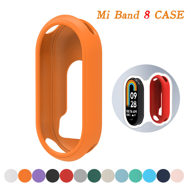 TPU Silicone Watch Strap para Xiaomi Band, escudo protetor, pulseira inteligente Case, Mi Band 8 Acessórios