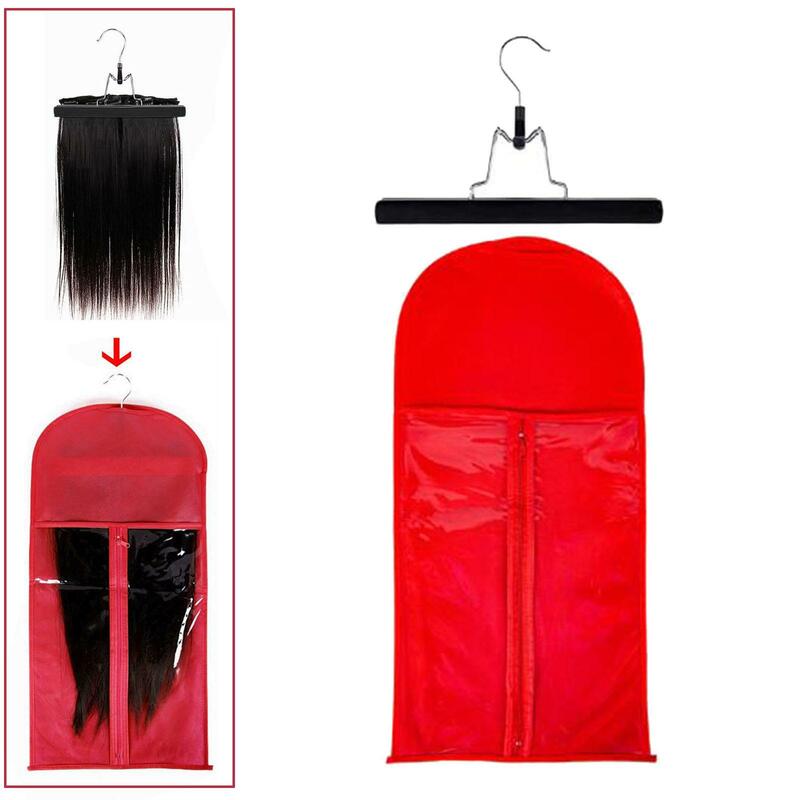 2X tas penyimpanan ekstensi rambut, tahan air untuk penggunaan Salon rumah dengan gantungan merah