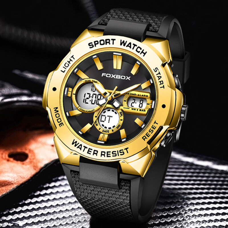 LIGE męskie zegarki FOXBOX Top luksusowa marka wodoodporny zegarek sportowy chronograf kwarcowy silikonowy Relogio Masculino
