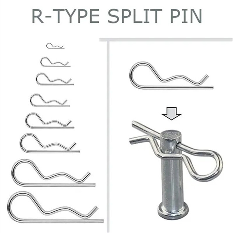 Metalowe kołki zawleczki typu R zatrzask fali rygiel blokujący Pin dzielony zaczep ciągnika zaczep mechaniczny stal węglowa Pin typu R