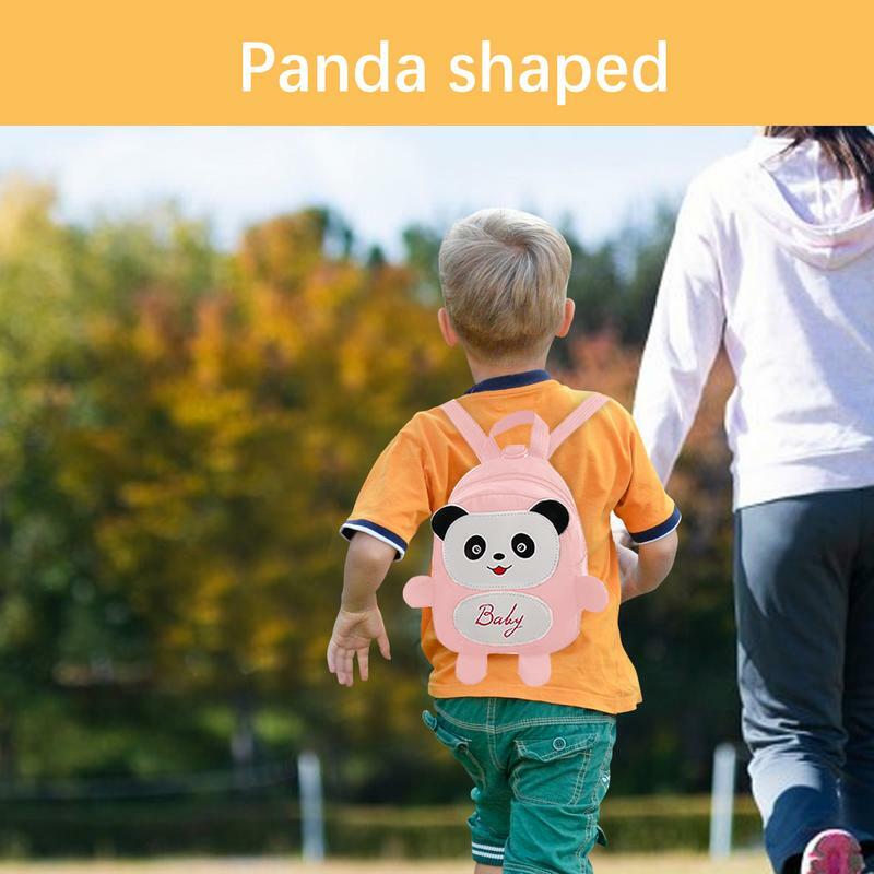 Mochila bonita para niños pequeños con Panda de dibujos animados, mochila a la moda con correa para libros de paraguas