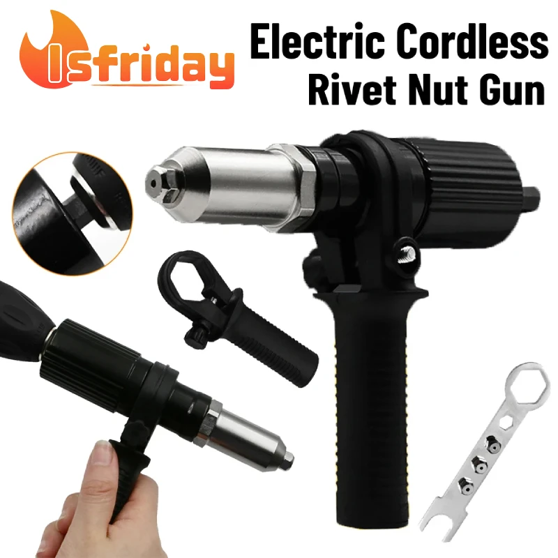 Electric Rivet Gun Drill Adapter Multifunction Rivet Nut Gun Drill Adapter Cordless Riveting Tool Insert Nut Pull Rivet Tools