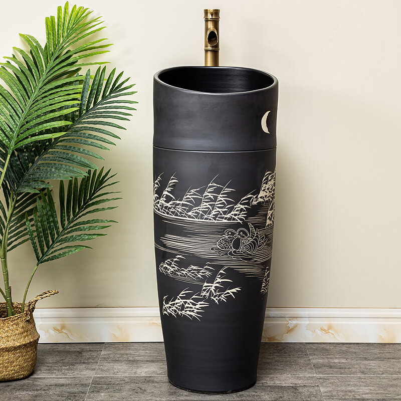 Column wash basin hand-carved household toilet floor to ceiling