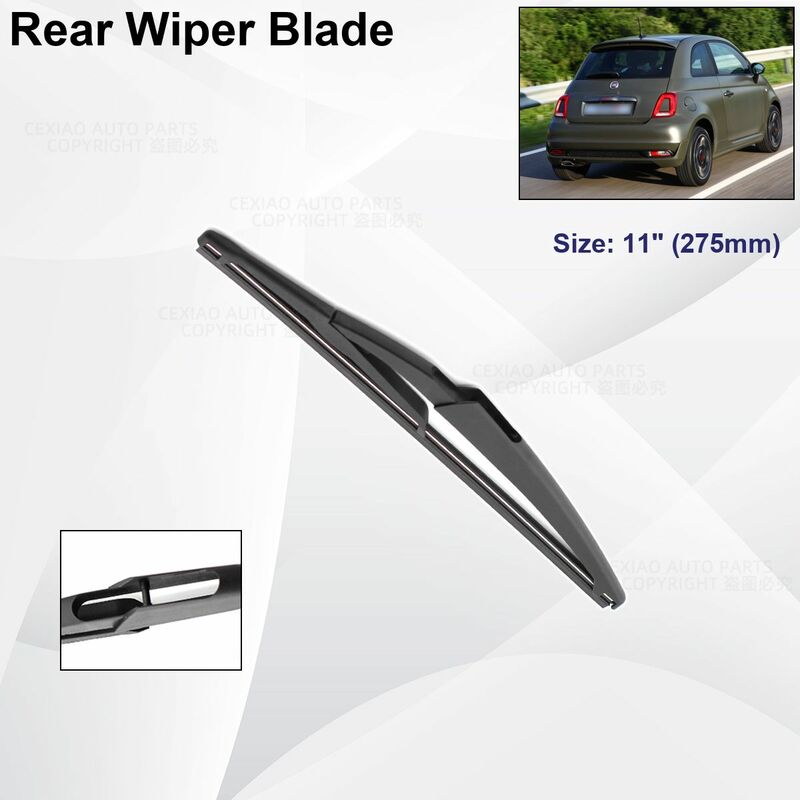 For Fiat 500 312 2007-2017 Car Front Rear Wiper Blades Soft Rubber Windscreen Wipers Auto Windshield 24"+14"+11" 2014 2015 2016