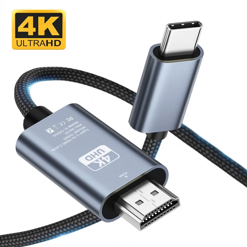 كابل محول من النوع C إلى HDMI ، كابل تحويل متوافق مع HDMI لجهاز العرض ، ماك بوك برو ، لاب توب ، تابلت ، هاواوي ، 4K ، 60Hz