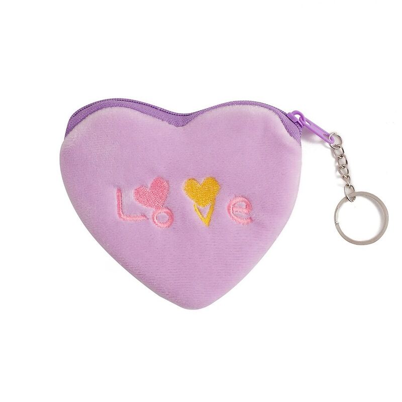 Плюшевый Кошелек в форме сердца, маленький мультяшный кошелек для хранения монет, красочный плюшевый Кошелек для монет, праздничный подарок