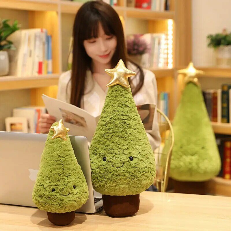 29-65CM 시뮬레이션 크리스마스 트리 플러시 장난감, 귀여운 상록 플러시 베개 인형, 크리스마스 드레스용 나무 봉제 인형, 1 개