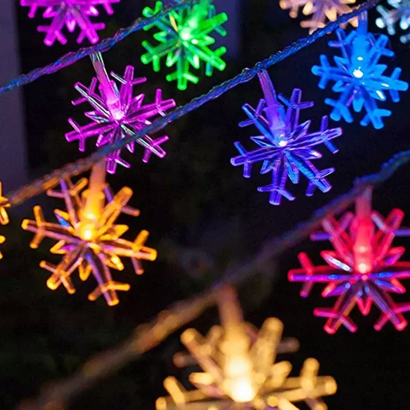 Solar Snowflake LED String Lights, Fairy Lights, guirlanda ao ar livre, ano novo, árvore de natal, Home Garden Decorações Lâmpada, 12m