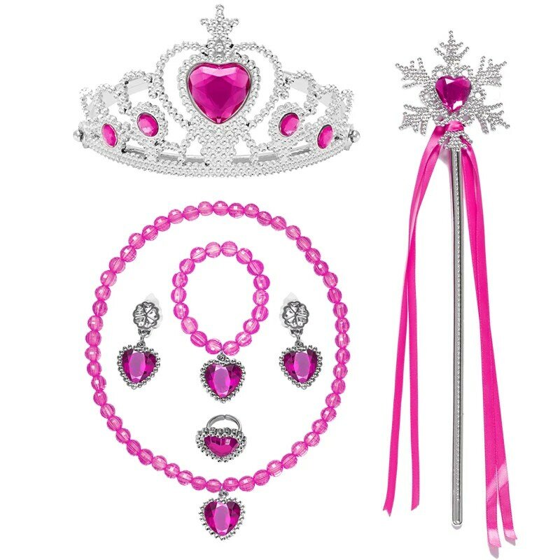 Accesorios de Cosplay de Frozen Anna para niña, conjunto de regalos de Navidad, peluca, guantes, Tiara, corona, collar, varita, pendientes, anillo, accesorios de princesa