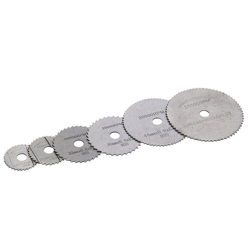 6Pcs Mini HSS circolare lame per sega utensile rotante per Dremel taglierina per metallo utensile elettrico dischi da taglio per legno trapano mandrino tagliato